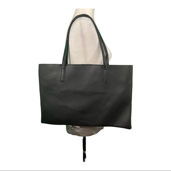 Vince Camuto Black Satchel Vegan Leather Bag Workwear Minimalist Style Office - Picture 3 of 3